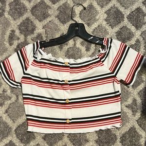 Ups and downs off the shoulder crop top
